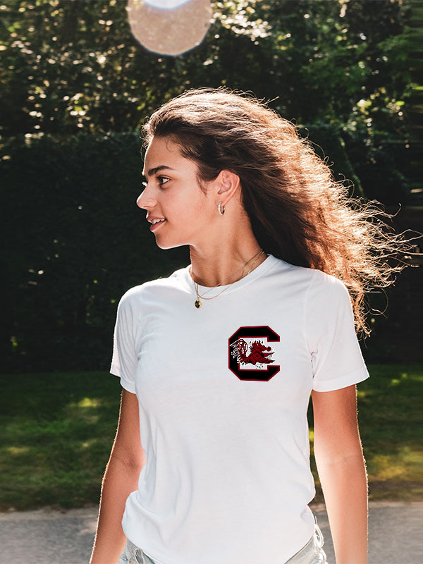 South Carolina Gamecocks Chest Logo Unisex White T Shirt