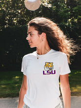 Load image into Gallery viewer, LSU Tiger Chest Logo Unisex White T Shirt